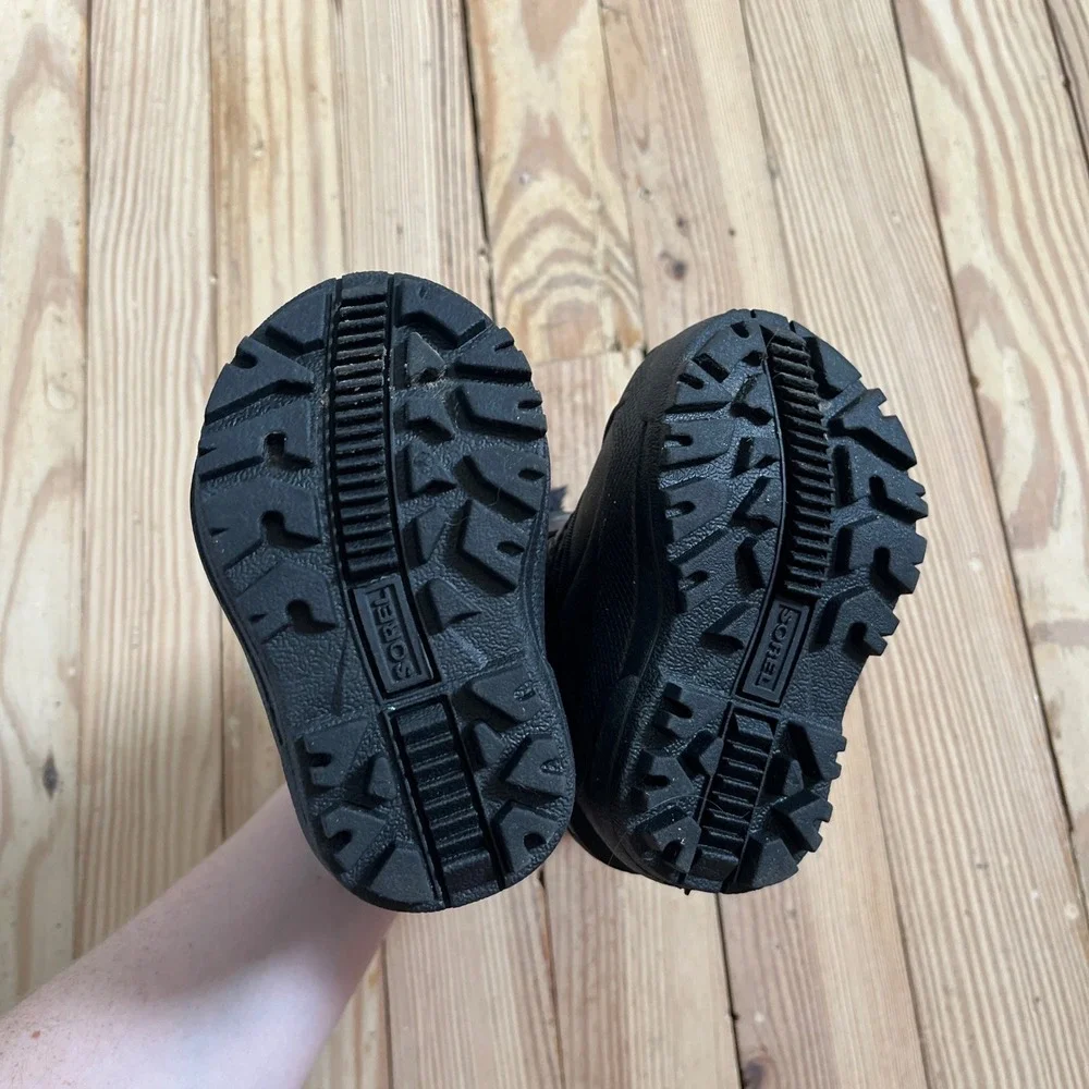 Sorel Snow Commander Black Waterproof Faux Fur Toddler Boots winter Size 4